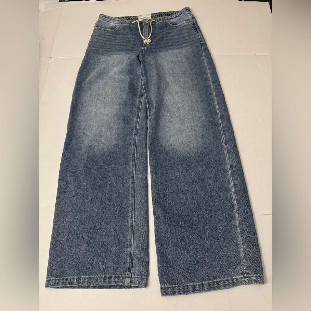 Habitual KIRE Drawstring Wide Leg Jeans Size 4/27 inseam 32”